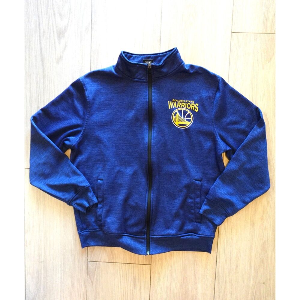 NBA Men's Full Zip Jacket Size M Blue Heathered Golden State Warriors Dub Nation